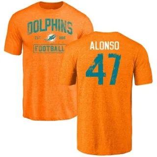 Kiko Alonso Miami Dolphins Orange Distressed Name & Number Tri-Blend T-Shirt