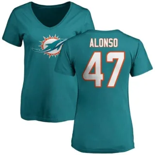Kiko Alonso Women's Miami Dolphins Name & Number Logo Slim Fit T-Shirt - Aqua