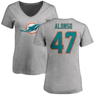 Kiko Alonso Women's Miami Dolphins Name & Number Logo Slim Fit T-Shirt - Ash