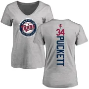 Kirby Puckett Women's Minnesota Twins Backer Slim Fit T-Shirt - Ash