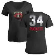 Kirby Puckett Women's Minnesota Twins Midnight Mascot V-Neck T-Shirt - Black