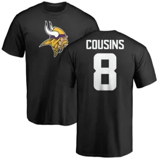 Kirk Cousins Minnesota Vikings Name & Number Logo T-Shirt - Black