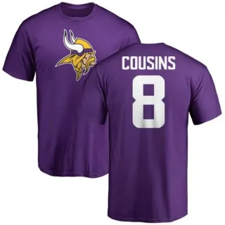 Kirk Cousins Minnesota Vikings Name & Number Logo T-Shirt - Purple