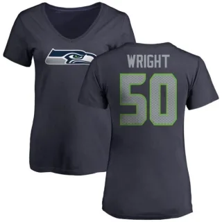 K.J. Wright Women's Seattle Seahawks Name & Number Logo Slim Fit T-Shirt - Navy