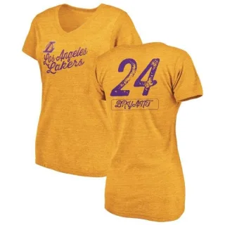 Kobe Bryant Women's Los Angeles Lakers Gold Sideline Tri-Blend V-Neck T-Shirt