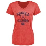 Kole Calhoun Women's Los Angeles Angels of Anaheim Base Runner Tri-Blend T-Shirt - Red