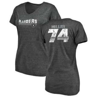 Kolton Miller Women's Oakland Raiders Retro Tri-Blend V-Neck T-Shirt - Black