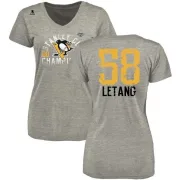 Kris Letang Women's Pittsburgh Penguins 2017 Stanley Cup Champions Glove Tri-Blend V-Neck T-Shirt - Heather Gray