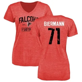 Kroy Biermann Women's Atlanta Falcons Distressed Name & Number Tri-Blend T-Shirt - Red