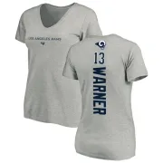 Kurt Warner Women's Los Angeles Rams Backer V-Neck T-Shirt - Ash