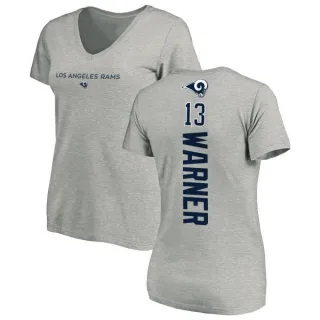 Kurt Warner Women's Los Angeles Rams Backer V-Neck T-Shirt - Ash