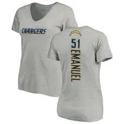 Kyle Emanuel Women's Los Angeles Chargers Name & Number Slim Fit V-Neck T-Shirt - Heather Gray