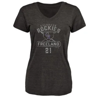 Kyle Freeland Women's Colorado Rockies Base Runner Tri-Blend T-Shirt - Black