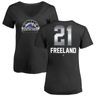 Kyle Freeland Women's Colorado Rockies Midnight Mascot V-Neck T-Shirt - Black