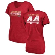 Kyle Juszczyk Women's San Francisco 49ers Retro Tri-Blend V-Neck T-Shirt - Red