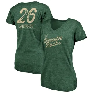 Kyle Korver Women's Milwaukee Bucks Green Sideline Tri-Blend V-Neck T-Shirt