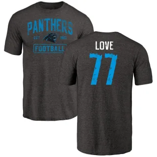 Kyle Love Carolina Panthers Black Distressed Name & Number Tri-Blend T-Shirt