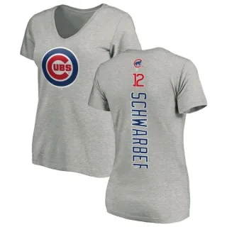 Kyle Schwarber Women's Chicago Cubs Backer Slim Fit T-Shirt - Ash