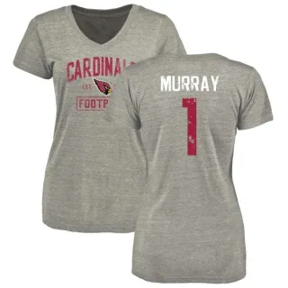 Kyler Murray Women's Arizona Cardinals Heather Gray Distressed Name & Number Tri-Blend V-Neck T-Shirt