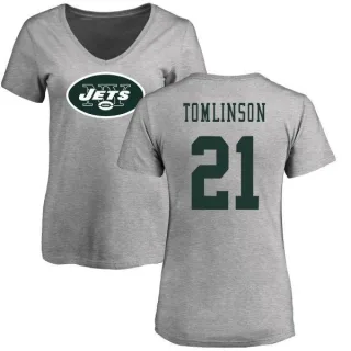 LaDainian Tomlinson Women's New York Jets Name & Number Logo Slim Fit T-Shirt - Ash