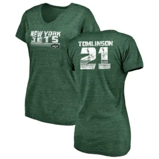 LaDainian Tomlinson Women's New York Jets Retro Tri-Blend V-Neck T-Shirt - Green