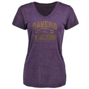 Lamar Jackson Women's Baltimore Ravens Flanker Tri-Blend T-Shirt - Purple