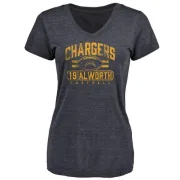 Lance Alworth Women's Los Angeles Chargers Flanker Tri-Blend T-Shirt - Navy