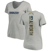 Lance Alworth Women's Los Angeles Chargers Name & Number Slim Fit V-Neck T-Shirt - Heather Gray