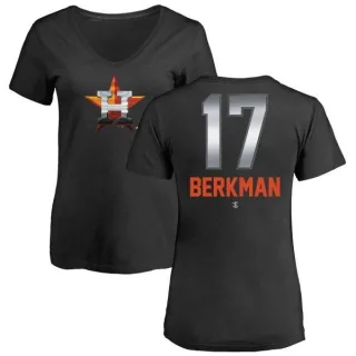 Lance Berkman Women's Houston Astros Midnight Mascot V-Neck T-Shirt - Black