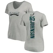 Lane Johnson Women's Philadelphia Eagles Backer V-Neck T-Shirt - Ash