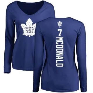 Lanny McDonald Women's Toronto Maple Leafs Backer V-Neck Long-Sleeve T-Shirt - Royal