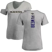 Lardarius Webb Women's Baltimore Ravens Backer V-Neck T-Shirt - Ash