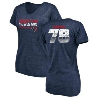 Laremy Tunsil Women's Houston Texans Retro Tri-Blend V-Neck T-Shirt - Navy