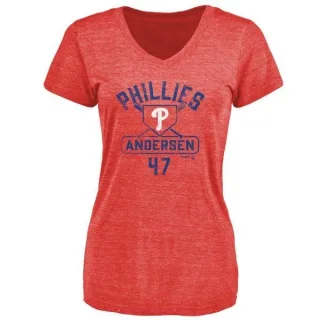 Larry Andersen Women's Philadelphia Phillies Base Runner Tri-Blend T-Shirt - Red