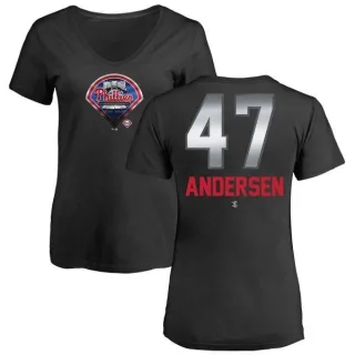 Larry Andersen Women's Philadelphia Phillies Midnight Mascot V-Neck T-Shirt - Black