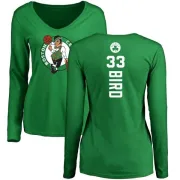 Larry Bird Women's Boston Celtics Kelly Green Backer V-Neck Long-Sleeve T-Shirt