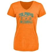 Larry Csonka Women's Miami Dolphins Flanker Tri-Blend T-Shirt - Orange