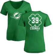 Larry Csonka Women's Miami Dolphins Green St. Patrick's Day Name & Number V-Neck T-Shirt