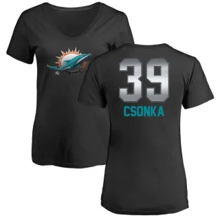 Larry Csonka Women's Miami Dolphins Midnight Mascot T-Shirt - Black