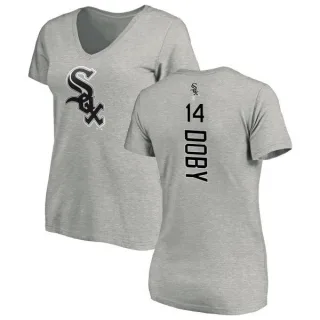 Larry Doby Women's Chicago White Sox Backer Slim Fit T-Shirt - Ash