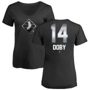 Larry Doby Women's Chicago White Sox Midnight Mascot V-Neck T-Shirt - Black