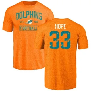 Larry Hope Miami Dolphins Orange Distressed Name & Number Tri-Blend T-Shirt