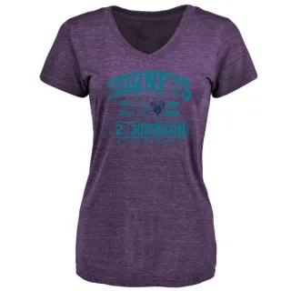 Larry Johnson Women's Charlotte Hornets Purple Baseline Tri-Blend T-Shirt