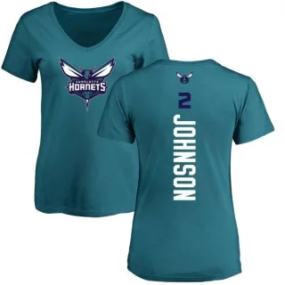 Larry Johnson Women's Charlotte Hornets Teal Backer T-Shirt