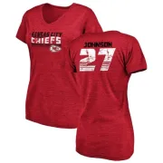 Larry Johnson Women's Kansas City Chiefs Retro Tri-Blend V-Neck T-Shirt - Red