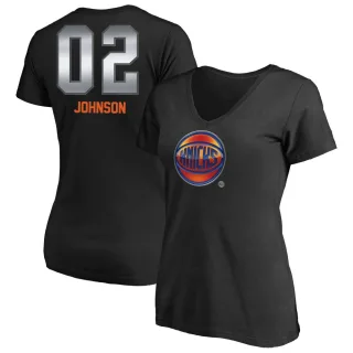 Larry Johnson Women's New York Knicks Black Midnight Mascot T-Shirt