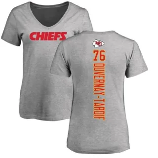 Laurent Duvernay-Tardif Women's Kansas City Chiefs Backer V-Neck T-Shirt - Ash