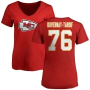 Laurent Duvernay-Tardif Women's Kansas City Chiefs Name & Number Logo Slim Fit T-Shirt - Red