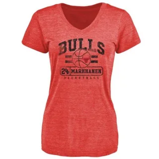 Lauri Markkanen Women's Chicago Bulls Red Baseline Tri-Blend T-Shirt