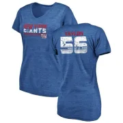 Lawrence Taylor Women's New York Giants Retro Tri-Blend V-Neck T-Shirt - Royal